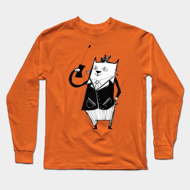 Boss Cat Long Sleeve T-Shirt by pencildog